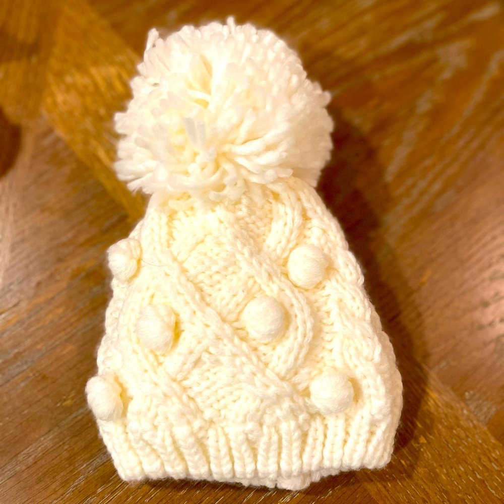White Winter baby hat